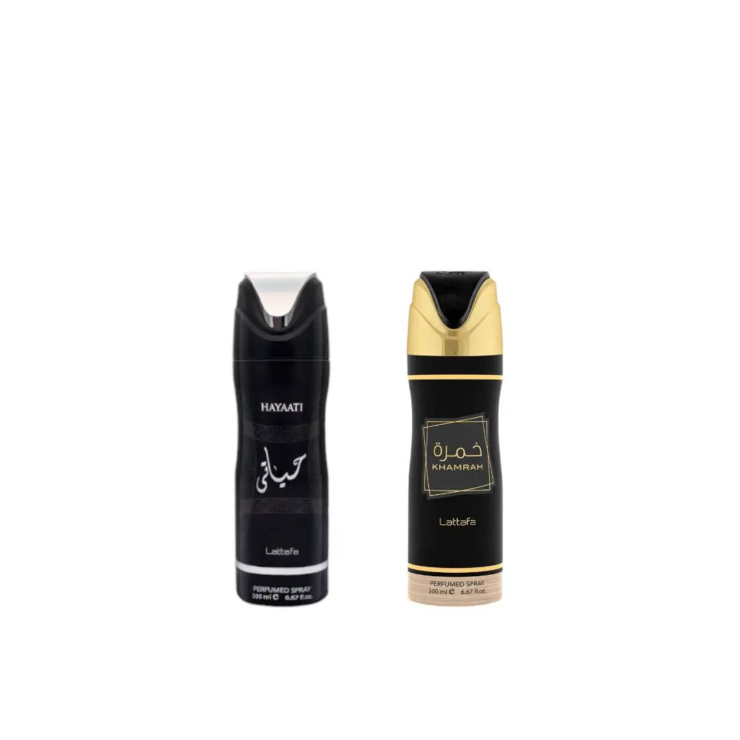 Lattafa Bundle | Hayaati + Khamrah | Unisex Fragrance | Body Spray | 200 ML | Cinnamon- Apple, and Bergamot