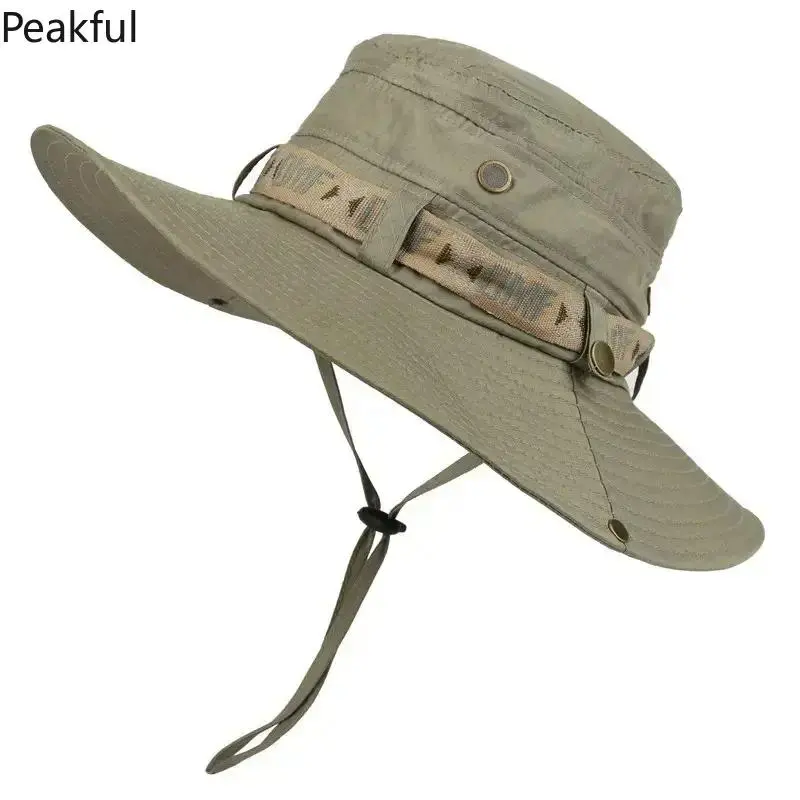 Breathable Mesh Fisherman Bucket Hat for Men, UV Blocking Wide Brim Panama Safari Cap, Cooling Sunscreen Outdoor Headwear, foldable portable fit, perfect for summer hiking, camping, fishing trips and seaside leisure activities