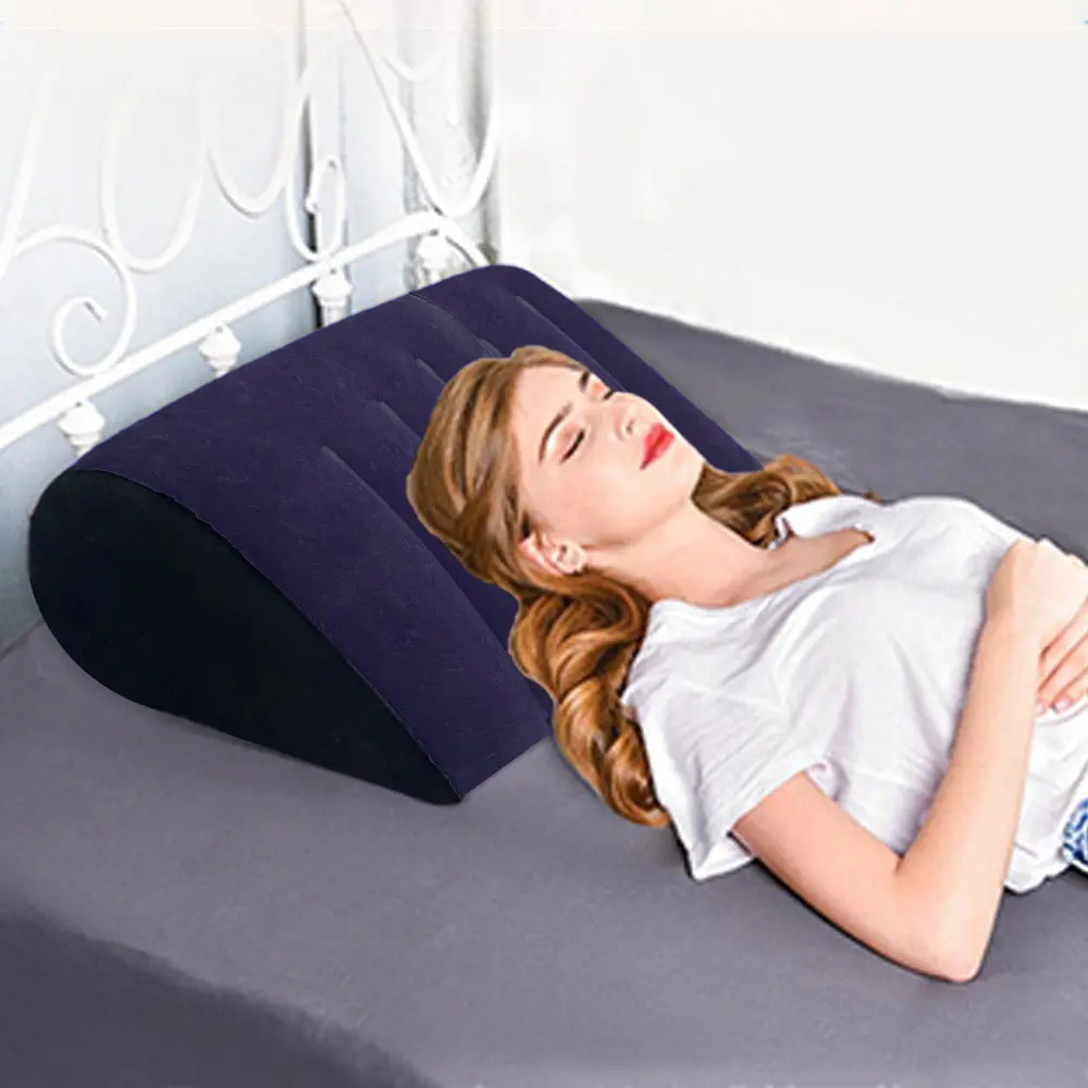 Multifunctional Wedge Pillow for Sleep, Inflatable Leg Elevation Cushion, Leg Support, Relieves Swelling, Promotes Circulation, Blue Color