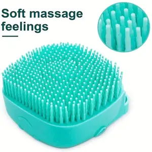 Silicone pet massage brush — dual-use silicone pet bathing brush and shampoo dispenser; ergonomic waterproof design with a detachable head; gentle grooming tool—soft and gentle, provides massage, easy one-handed grip, evenly dispenses body wash without le