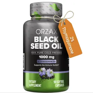 ORZAX Black Seed Oil Cold Pressed 100% Pure - 1000mg Softgel Capsules with 2% Thymoquinone for Immune, Hair & Skin Health - Rich in Omega 3,6,9