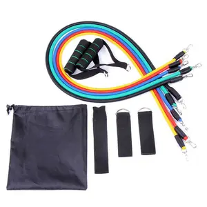 11-piece resistance band set - elastic bands, resistance bands, multi-functional pull ropes with carabiner clips - home gym fitness equipment