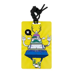 212 MAIN PVC Luggage Tag (2059 Modern Dude Design) - Waterproof Travel Accessory, Hidden Info Compartment, Rivet Fastener, Stylish Look for Backpacks, Pet Carriers