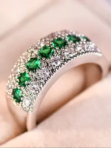 Elegant band rings for women infinite ring with stackable design, artificial gemstones, bride engagement ring, wedding anniversary and Valentine's Day gift