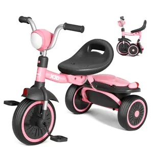 XJD Toddler Tricycle, Foldable Toddler Bike with Pedals, Tricycle for 2-5 Year Olds, Adjustable Comfortable Seat, Birthday Gifts for 1-5 Years Old Boys and Girls