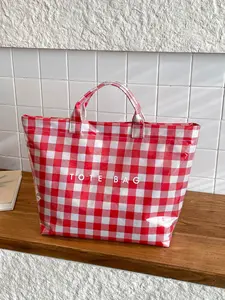 Women's New Large Capacity Plaid Letter Design Handheld Tote Bag, Practical for Work and Daily Use, Stylish and Functional Shoulder Bag, Fashion Tote Bag
