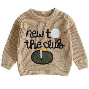 Toddler Baby Boy Girl Golf Outfit New to The Club Golf Knit Sweater Knitwear Pullover Top Fall Winter Clothes