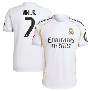 Unisex Soccer/Football Real Madrid Team Vini jr. #7 2025/276 Home Jersey, Premium Soccer Shirt Modern Football Design for Fans, Real Madrid Home Short Sleeve Soccer Jersey