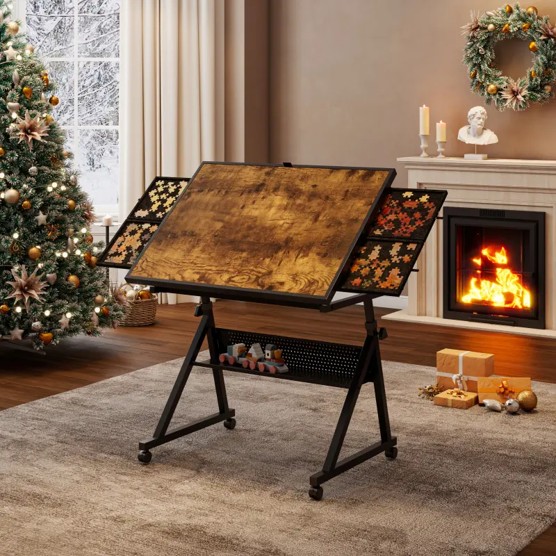 1500-Piece Jigsaw Puzzle Board, Metal Tabletop with 4 Trays, Black Adult Gift (Toys & Hobbies), Puzzle Boards