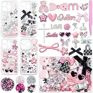 Junk case charms,junk case Kit for Customizing Diy Cases,With Cute Bow,Flatback Pearls,Letter Beads, Aesthetic Big Decor for Personalization