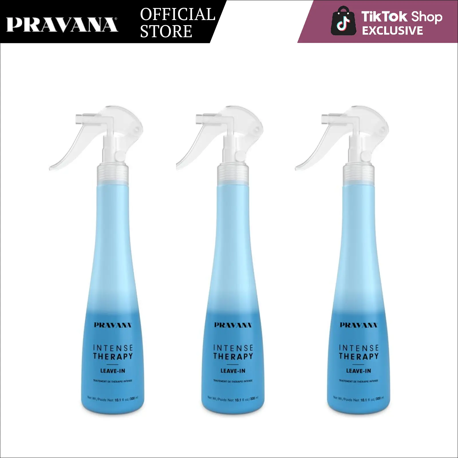 PRAVANA Intense Therapy Leave-In Hydrating Mist 10oz 3 Bottles Repair Moisturizing Hair Spray