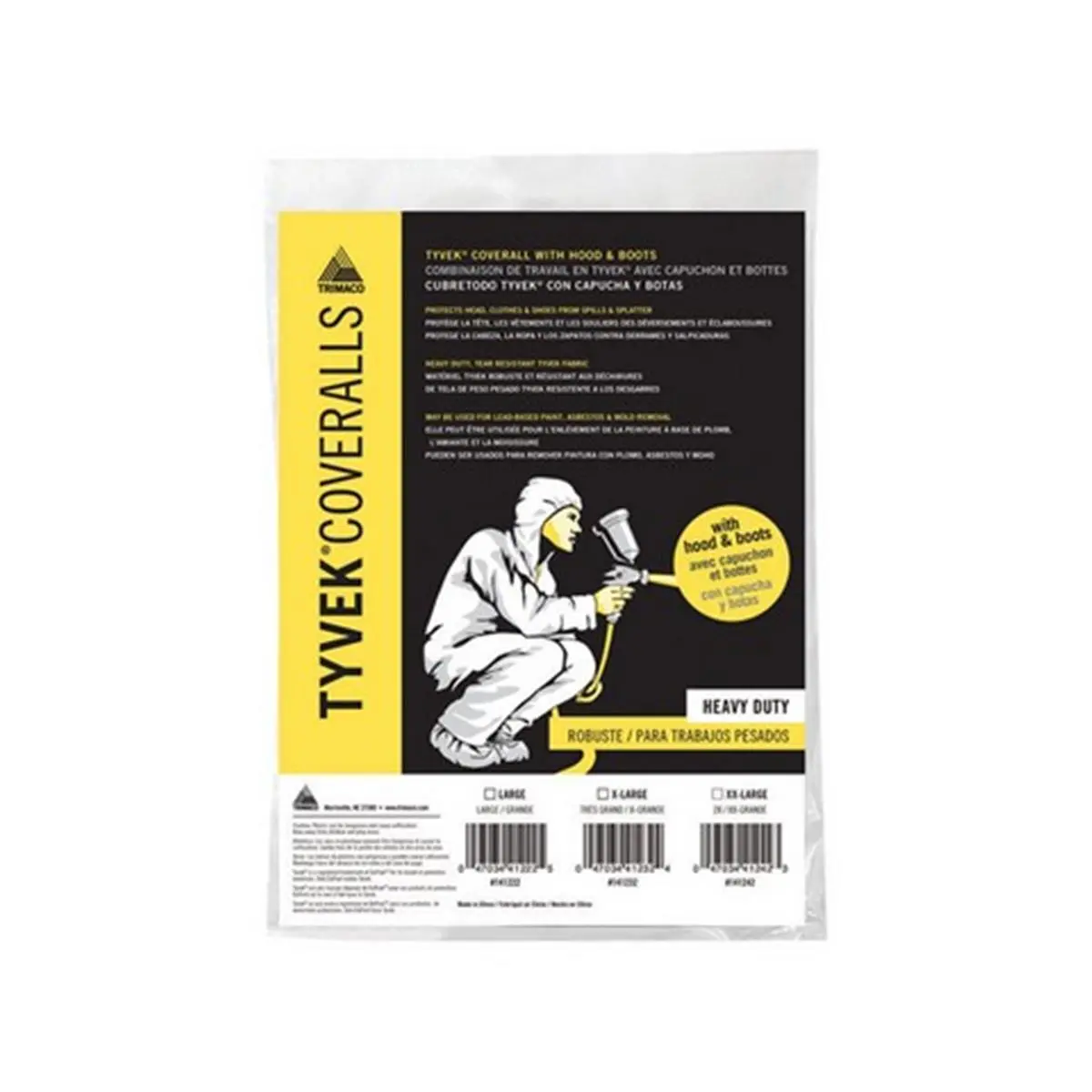 212 MAIN Tyvek Hooded Coveralls (141232/12) - ANSI Certified, Water Resistant, Machine Washable Extra-Large Workwear Uniform for Automotive & Motorcycle Paint Care