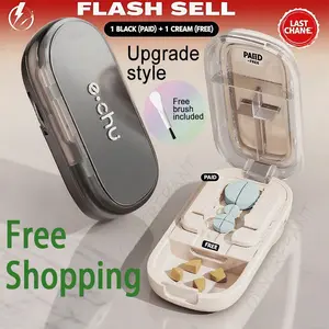 [Jumpstart Sale](2Pcs)Buy 1 Black, Get 1 Cream Free,Pill Cutter Splitter-| Pill Cutting Tool featuring Adjustable Parts, Fits Small & Tiny Pills | ABS+PC Material for Clean Splits, Safe Hidden Cutting Edge,Halloween