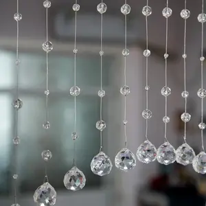 20 Strings Crystal Beaded Curtain, Arched Door String Curtain, Hanging Doorway Room Divider Suitable for Home, Coffee House, Bedroom, Restaurant. (Clear)