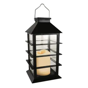 LumaBase Solar-Powered LED Candle Lantern - Weather-Resistant, 5.5"x5.5"x11" Outdoor Lighting, Outdoor Decor, Water-Resistant Home Improvement Light