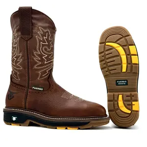 Silver Bull Steel Toe Rodeo Work Boot Square Toe Goodyear Welt Full Grain Leather Footwear Mid-Calf Shoe Bota SB-5959 Comfort Walking Shoes