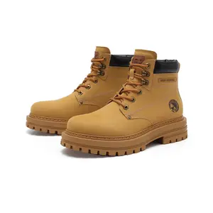 Leather Foldable Tongue Chunky Platform Boots with Side Zipper Reinforced Eyelets Ankle Height Round Toe Winter Laces Closure Plain Design