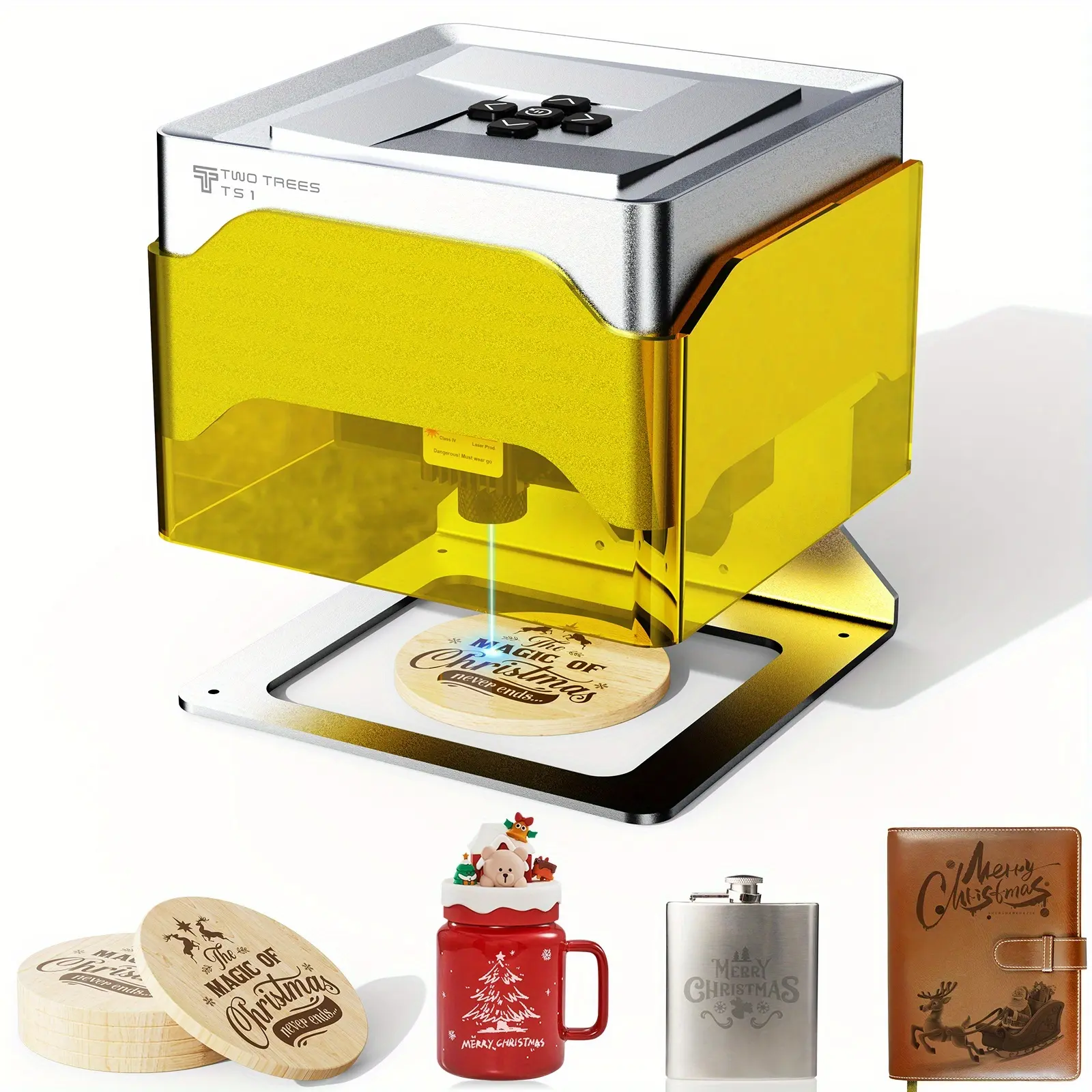 Laser engraving machine, 3W laser power, 0.01mm high precision, 3000mm/min engraving speed, compatible with various engraving software, built-in high-speed ESP32 smart module with WiFi and Bluetooth, suitable for wood and metal engraving