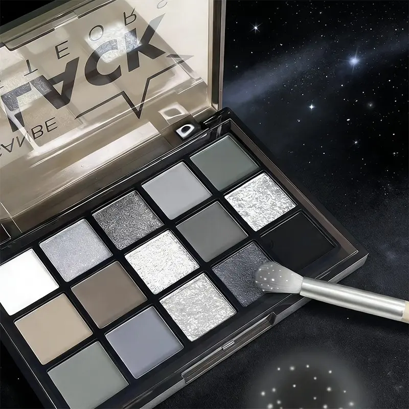 [Dark Smoky Eye Look] 15-Color Pure Black and Gray Cosmetic Eye Makeup Product Eyeshadow Palette | All Matte Dark Colors, Smoky Halloween Makeup | Highly Pigmented, Long-Lasting Makeup | Smoky Earth Tones, Long-Lasting and Smudge-Proof Eye Shadow Palettes