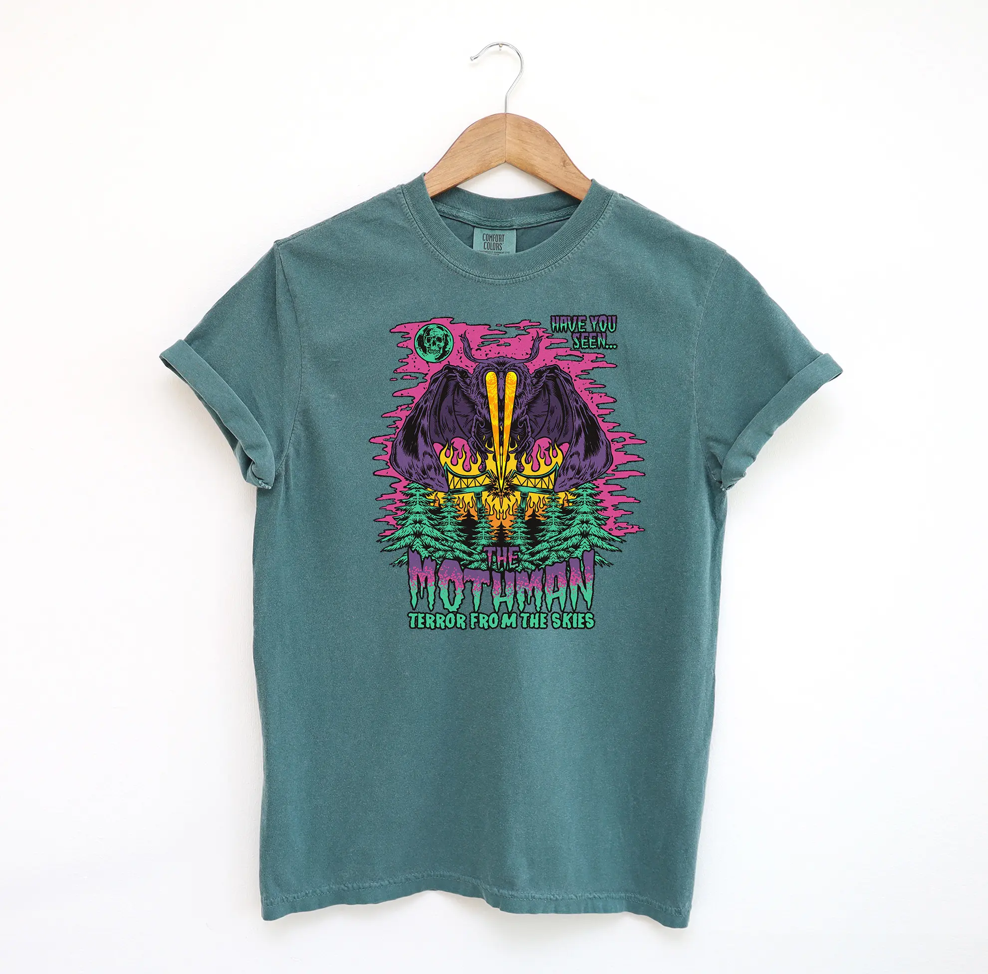 Mothman Horror Comfort Colors Shirt, Moth Graphic Tee, Halloween Tshirt