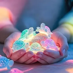 Glow in the Dark Turtle UV Activated Ocean Theme Miniature Garden Sculptures DIY Craft Party Favors for Kids Birthday Decor Animal Resin Figurines