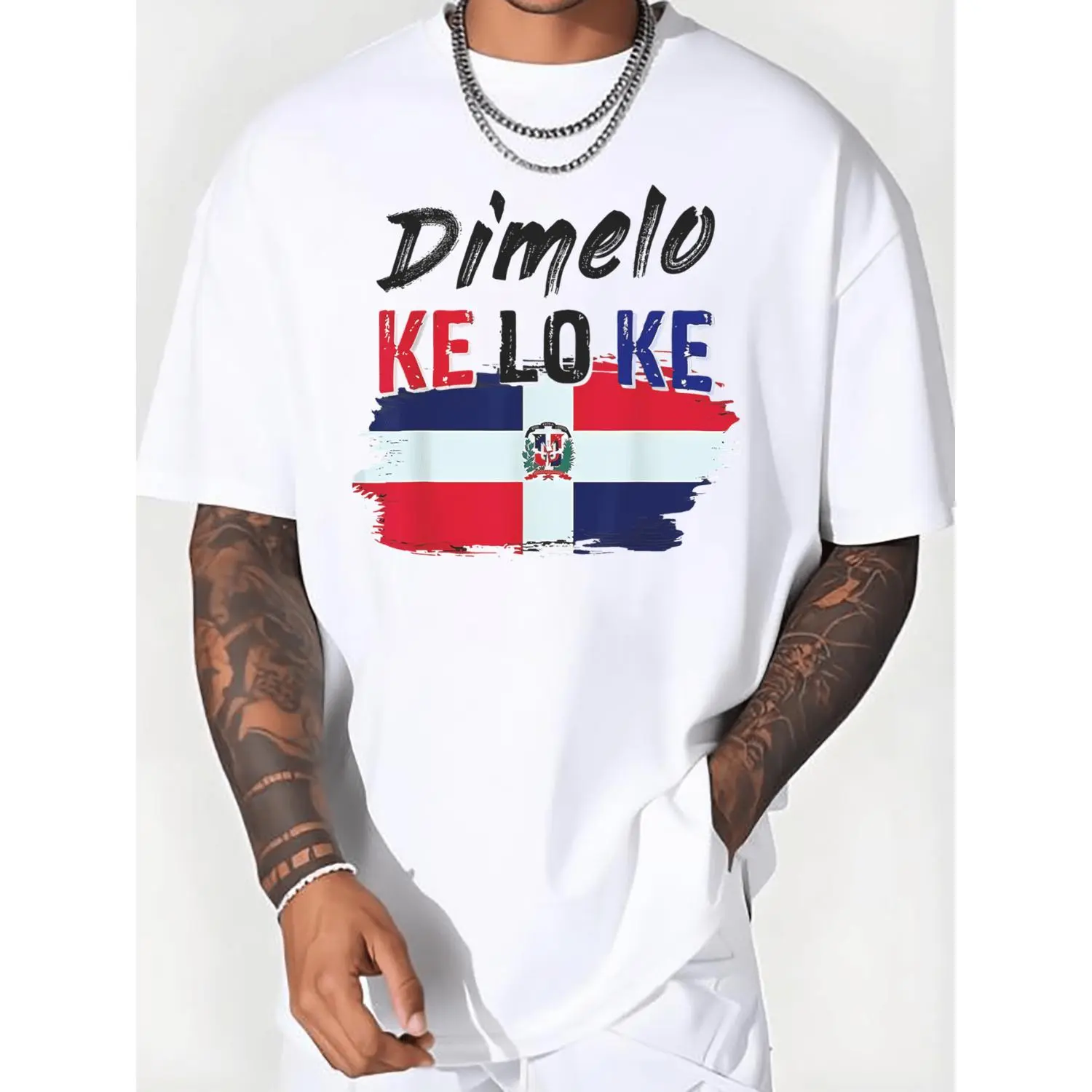 Unisex Dimelo KE LO KE Dominican Republic Flag Graphic T Shirt Casual Daily Wear Fashionable Design Comfortable Soft Cotton Blend Top for Men and Women