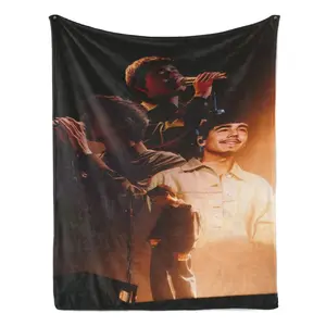 Ivan Cornejo Live Concert Stage Collage Flannel Blanket, Warm Orange Spotlight Tour Portrait Throw Blanket, Soft Plush Warm Blanket for Couch Bedroom, Cozy Comfy Nap Blanket, Perfect Giftable Decorative Blanket for Music Fans All Seasons
