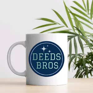 Deeds Bros Ceramic Coffee Mug with Elegant Blue Logo for Daily Use