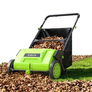 STEELITE 21-Inch Leaf & Grass Collector, Manual Push Lawn Sweeper for Grass Clippings, Leaves & Debris, Yard Sweeper with Height Adjustment & Large Collection Hopper