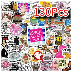 130PCS Funny Meme Stickers Pack for Adults – No Repeat, Snarky, Sarcastic & Bold Humor Waterproof Vinyl Decals, Trendy Stickers for Laptop, Hydroflask, Phone, Car, Journal, Perfect Gag Gift for Men & Women