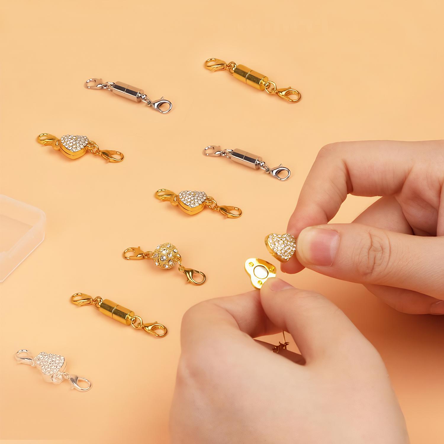 12 Pack Magnetic Necklace Clasps and Closures Necklace Jewelry Extender with Strong Magnet Magnetic Gold and Silver Plating Gift Bracelet Necklaces Chain Converters