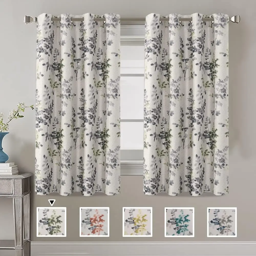 H.VERSAILTEX Coral Floral Linen Blackout Curtains - Thermal Insulated, Room Darkening, Textured Burlap Grommet Curtains for Bedroom & Living Room, 2 Panels, Coral Floral Curtains