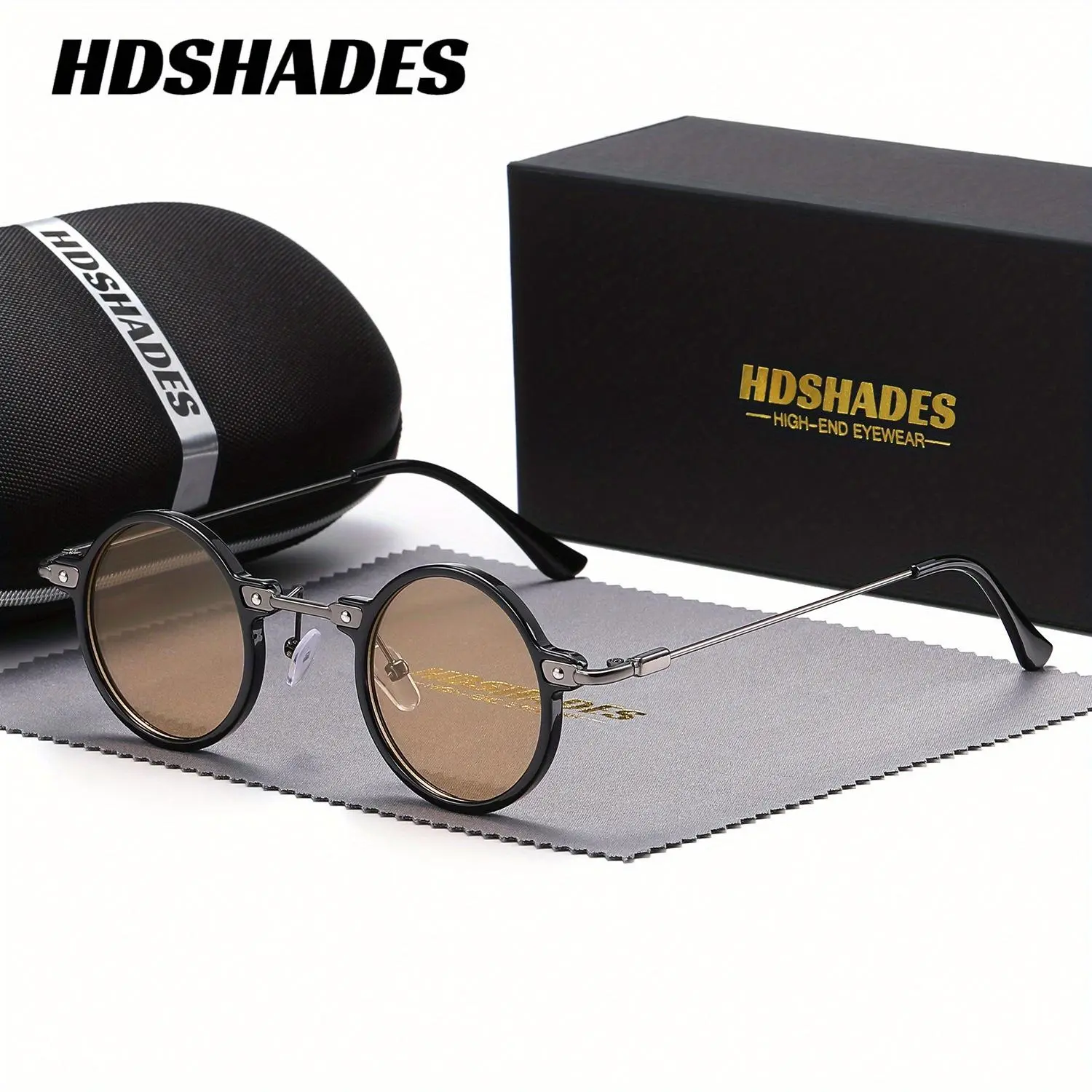 HDSHADES Preppy Casual Full-frame Sunglasses Round Frame Cycling Camping Sunglasses UV400