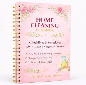 Home Planner & Checklist Book for Adults – Daily, Weekly & Monthly Schedule and Checklist, Housekeeping Organizer with Lists, Spiral Bound Book Planner