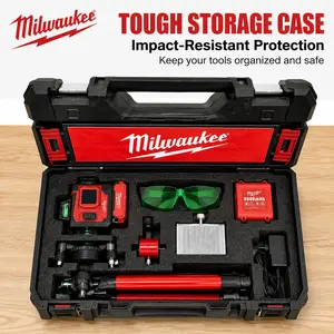 Milwaukee 16 Line Laser Level Kit, Professional Laser Tool for Construction Layout, Tiling and Indoor Renovation drill