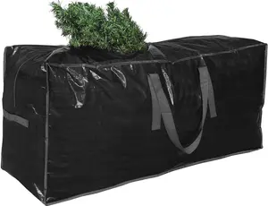 Zippered Protective Artificial Christmas Tree Storage Bag, Fits Up to 9 Ft Tall Disassembled Tree, 65"x15"x30" Holiday Xmas Storage Case, Black