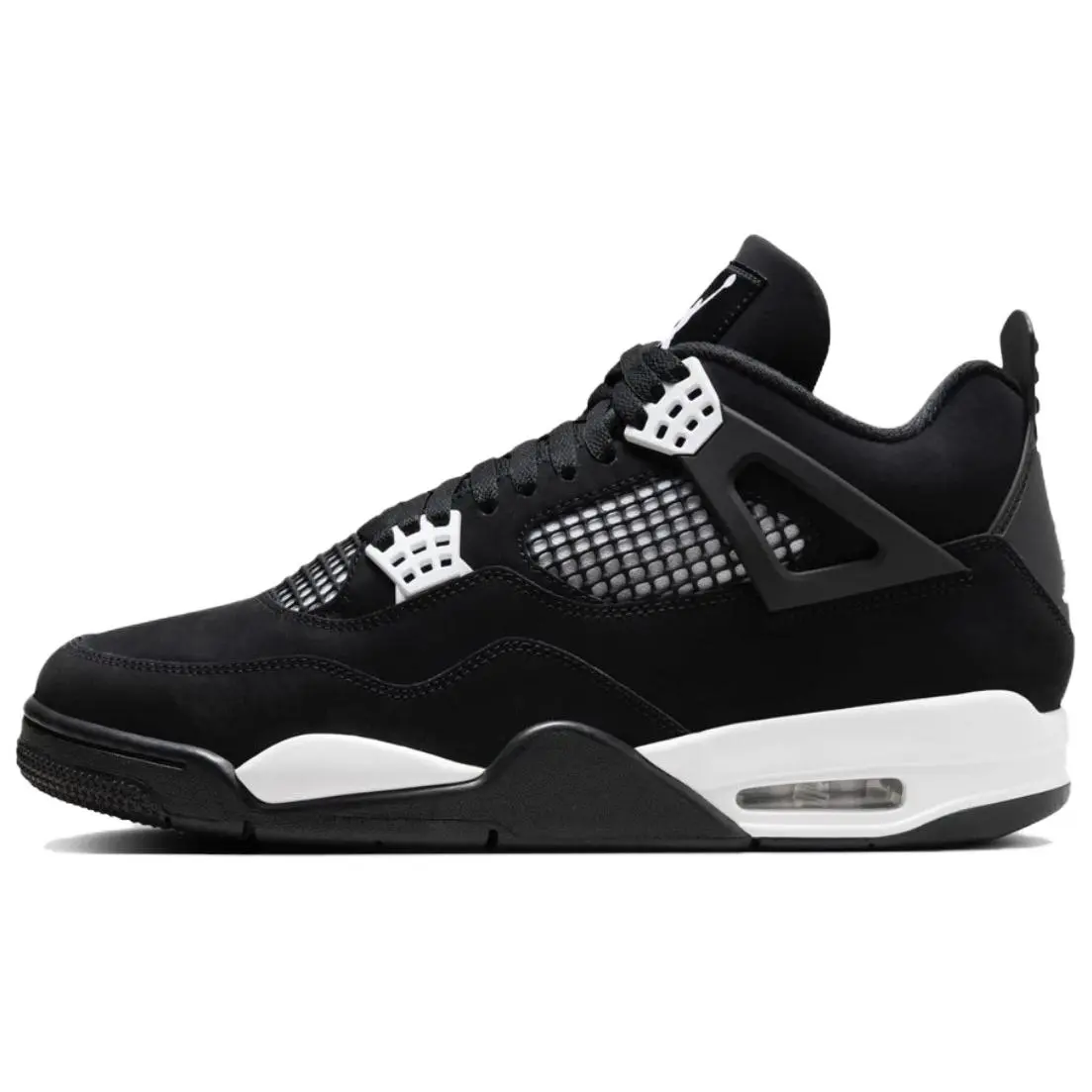 Jordan 4 Retro White Thunder Comfort Mid Top Basketball Shoes Unisex Black FQ8138-001