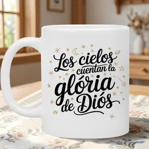 Spanish Christian Mug "Los Cielos Cuentan La Gloria De Dios" (Glory of God) - Starry Religious Design with Spanish Verse