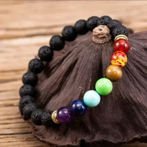 7 Chakra bracelet with lava stone diffuser beads