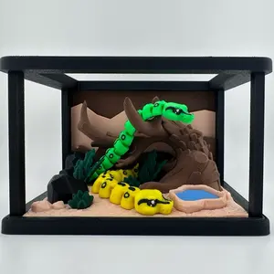 3D Printed Snake Habitat Desk Pet Set for 1 or 2 Snakes Green & Yellow Options Great Decoration for Desk Imaginative Play Set for All Ages