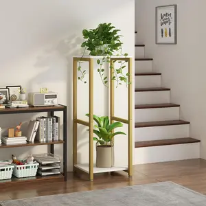 2 Tier Plant Stand  Indoor Tall Metal Corner Storage Tiered Plant Shelf Holder Multiple for Living Room Balcony Garden Organiser Racks
