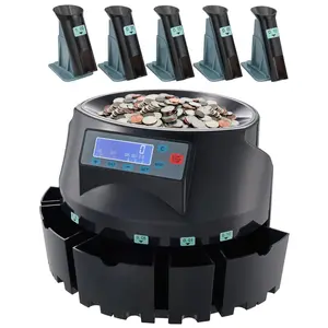 【Summervibes】VEVOR USD Coin Counter & Coin Sorters with LCD Display,  Coin Sorter Machine for USD Coin 1￠ 5￠ 10￠ 25￠ $1, Sorts up to 300 Coins/min, Change Counter Holds 2000 Coins Included 5 Coin Bins & 5 Tubes