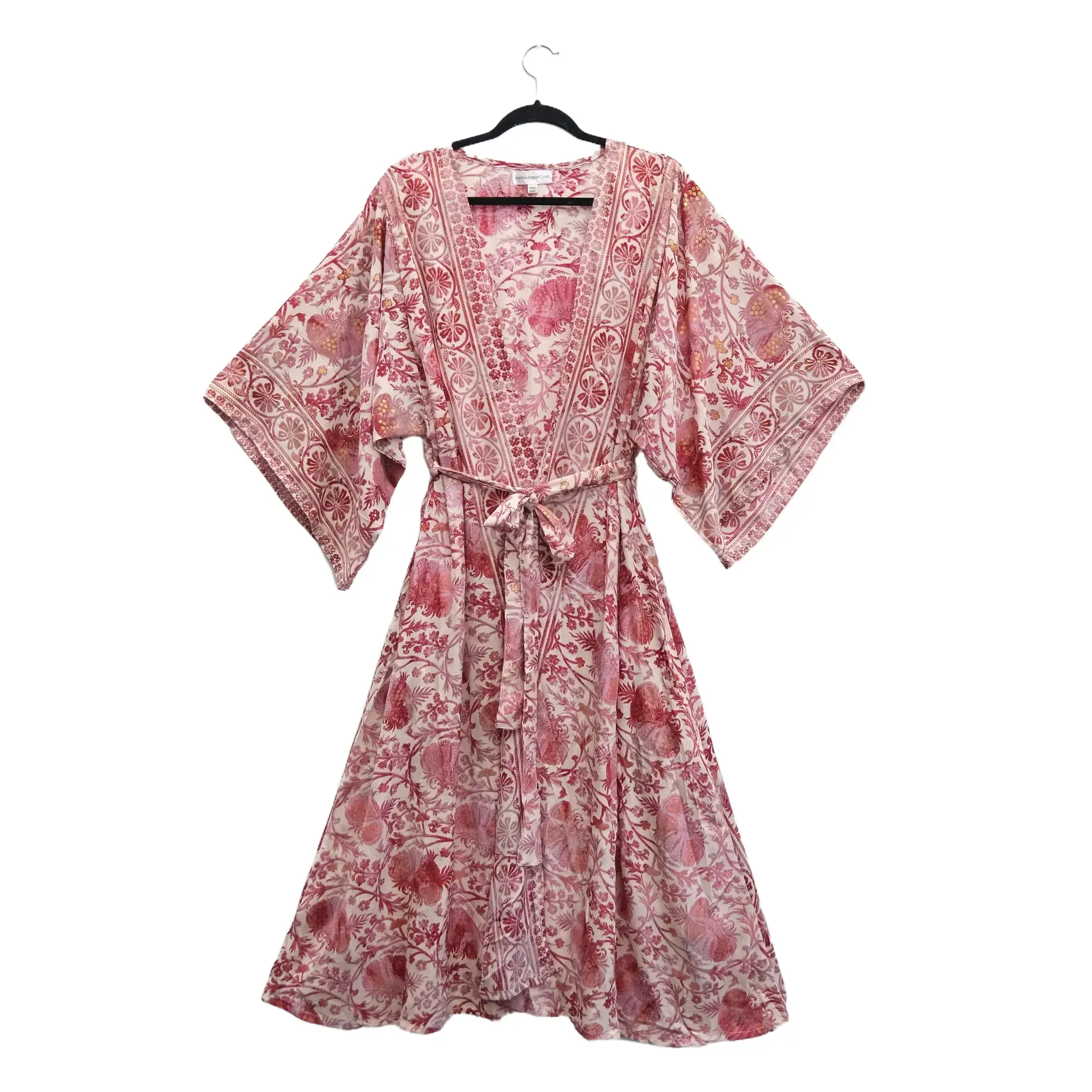 Bohemian Long Kimono , Long Flowy  Robes for Women, Printed Paisley Kimono Duster with Pockets,  Bridesmaid  Robe, Gift For Her