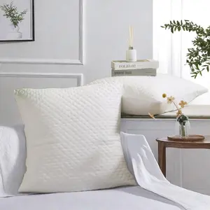 Solid Color Quilted Pillow Cover, 2 Counts Square Pillow Cover without Filler, Household Decoration Supplies for Home Living Room Bedroom