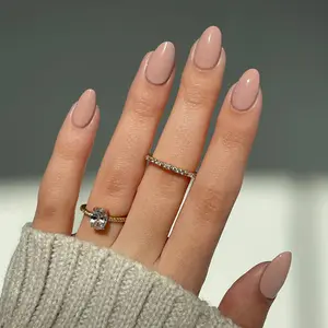 24pcs Short Oval Coffee Color False Nails, Simple Solid Color Press-On Nails, Full Coverage Removable Fake Nails for Women Girls