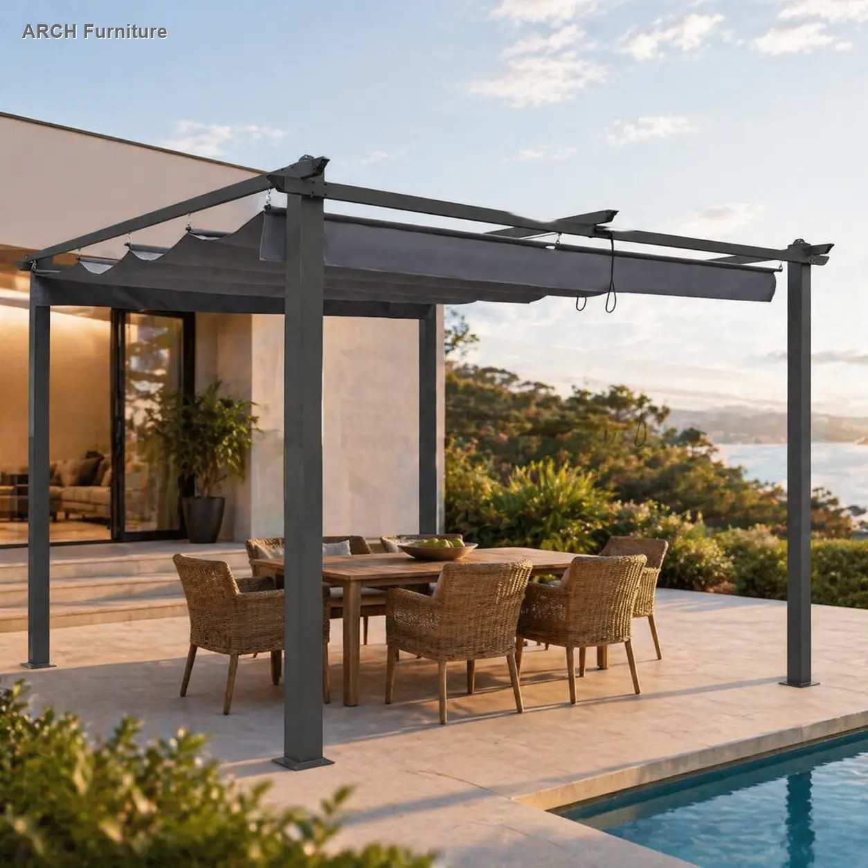 UV-Resistant Removable Sunshade Canopy Top Cover, Polyester UV Block Attachment for 13x10 Ft Outdoor Retractable Pergola Patio Sun Shelter, Removable Canopy, Uv Resistant Canopy