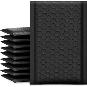 Bubble Mailers 4x8 Inch Black 50 Pack Usable Size 4x7 Padded Envelopes Opaque Self Seal Adhesive Waterproof Boutique Shipping Bags for Small Business Jewelry Makeup Supplies #000