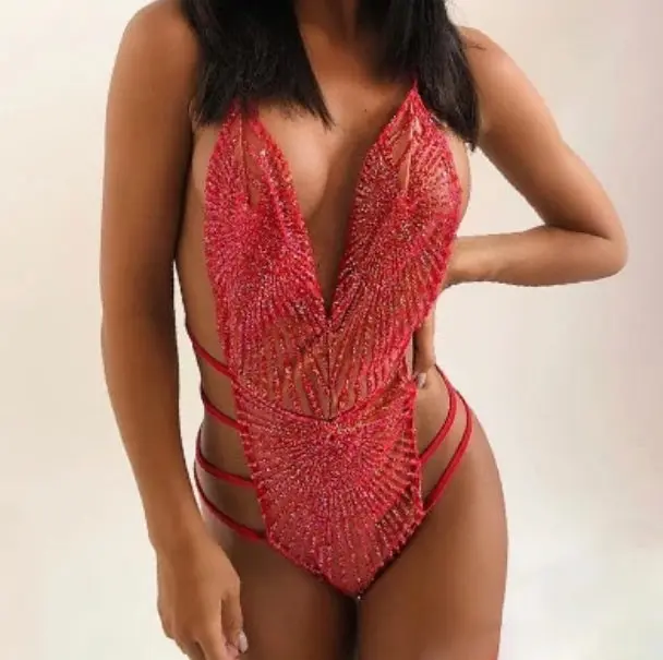 One piece sequin swim