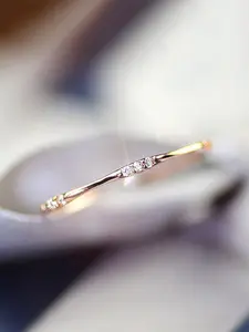 Women's Elegant Rhinestone Decor Engagement Ring, Trendy Minimalist Promise Ring, Chic Classic Dainty Jewelry As Gift for Girlfriend