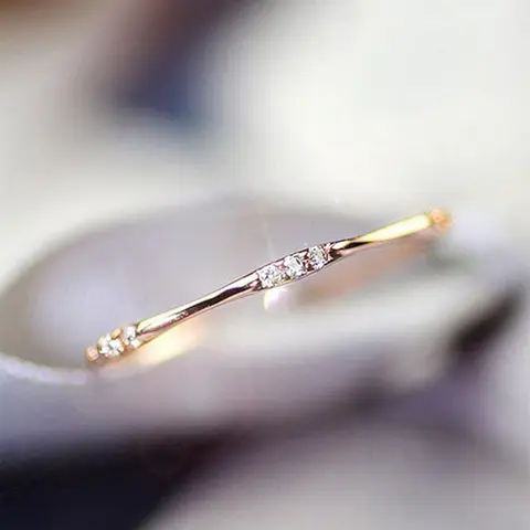 Women's Elegant Rhinestone Decor Engagement Ring, Trendy Minimalist Promise Ring, Chic Classic Dainty Jewelry As Gift for Girlfriend